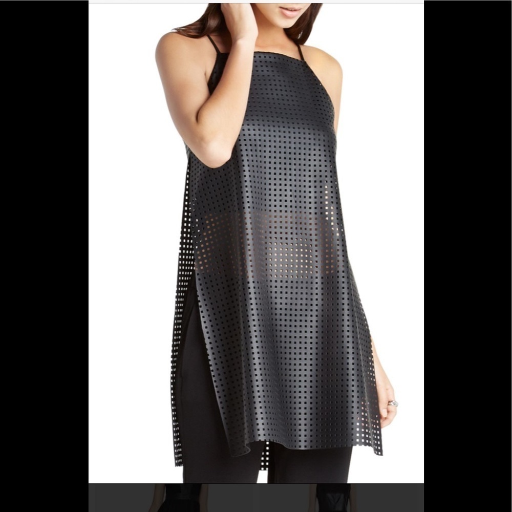 BCBGeneration Laser cut Faux leather long top